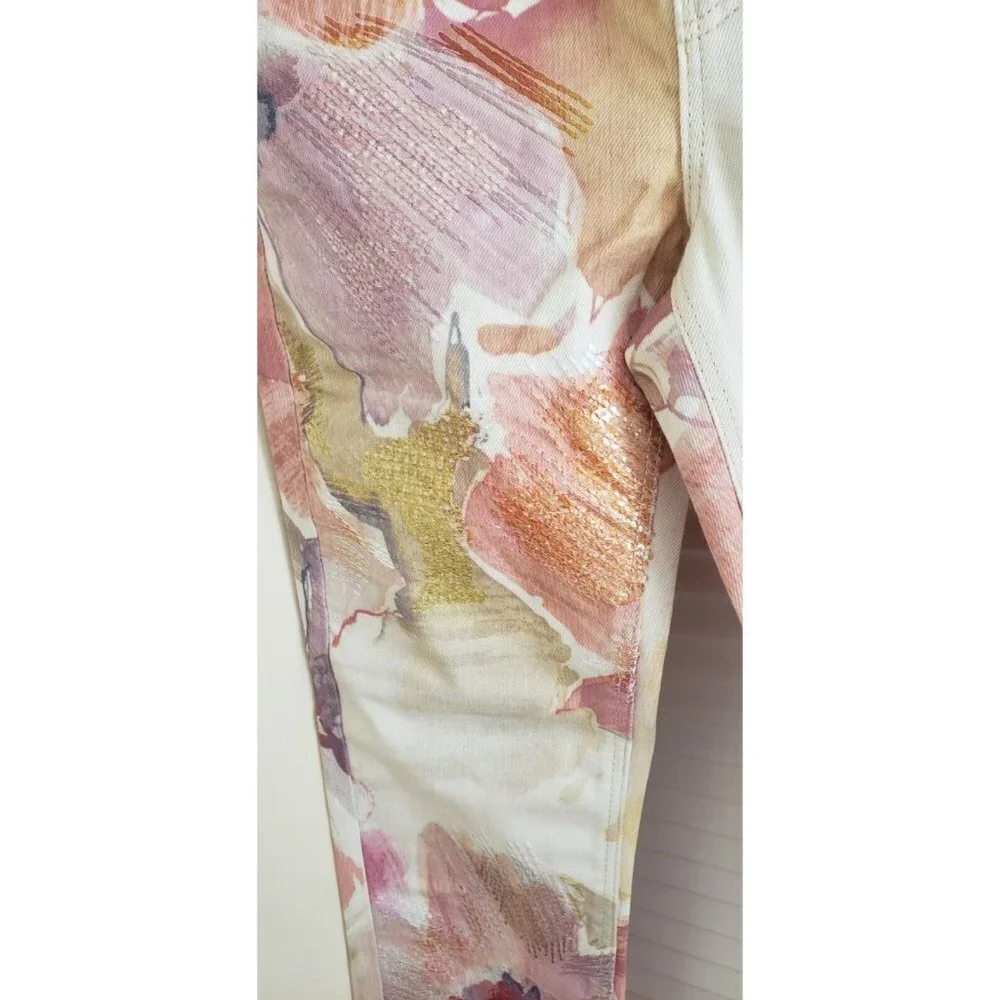 NWT GUESS GIRLY SEQUIN METRO FLOWER SKINNY JEANS W 25 - Picture 11 of 13